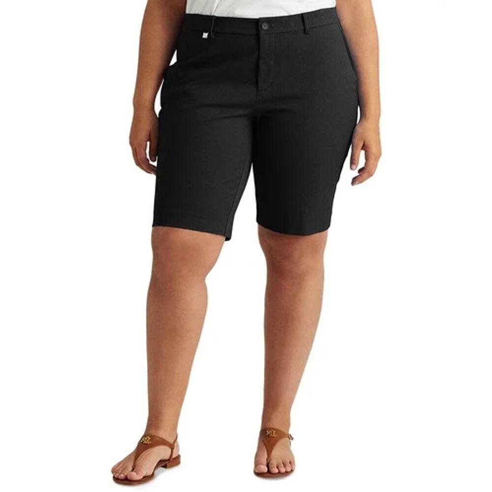 Ralph Lauren Women’s Bi Stretch Twill Bermuda Shorts 22W NWT Solid Black